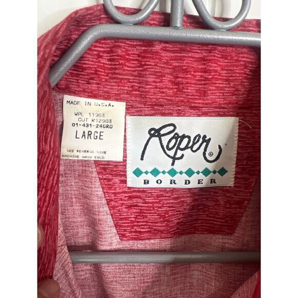 Vintage Roper Pearl Snap Aztec Red Long Sleeve Shirt Size Large - Picture 4 of 5